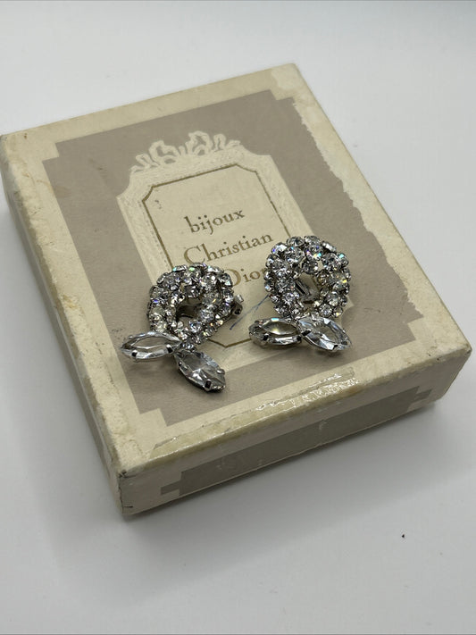 Christian Dior 1962 Crystal clip on earrings .