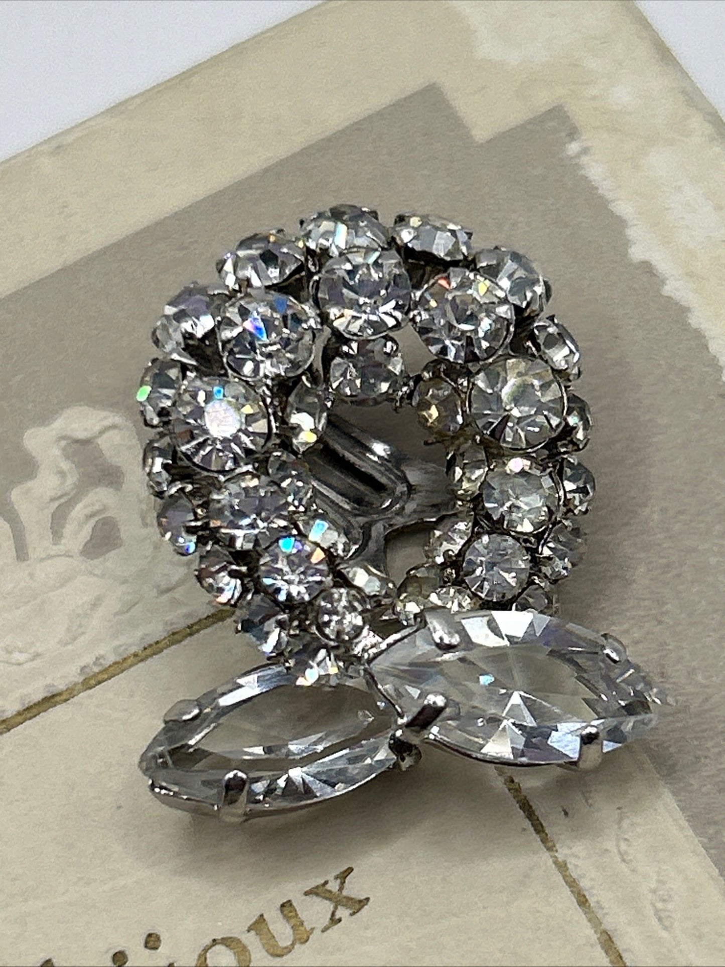 Christian Dior 1962 Crystal clip on earrings .