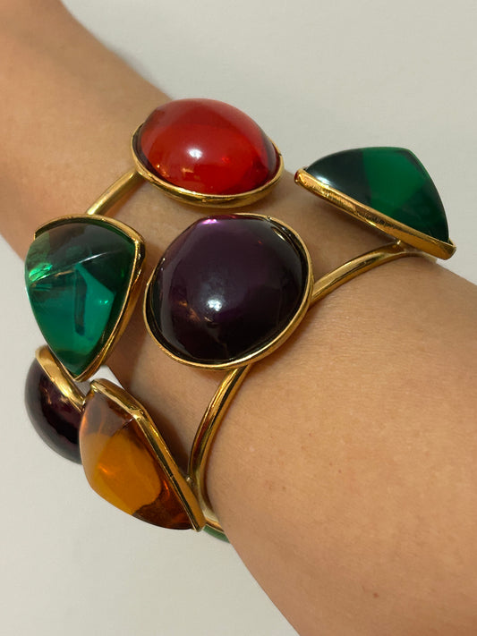 Yves Saint Laurent rare vintage multicoloured resin Runway bangle.