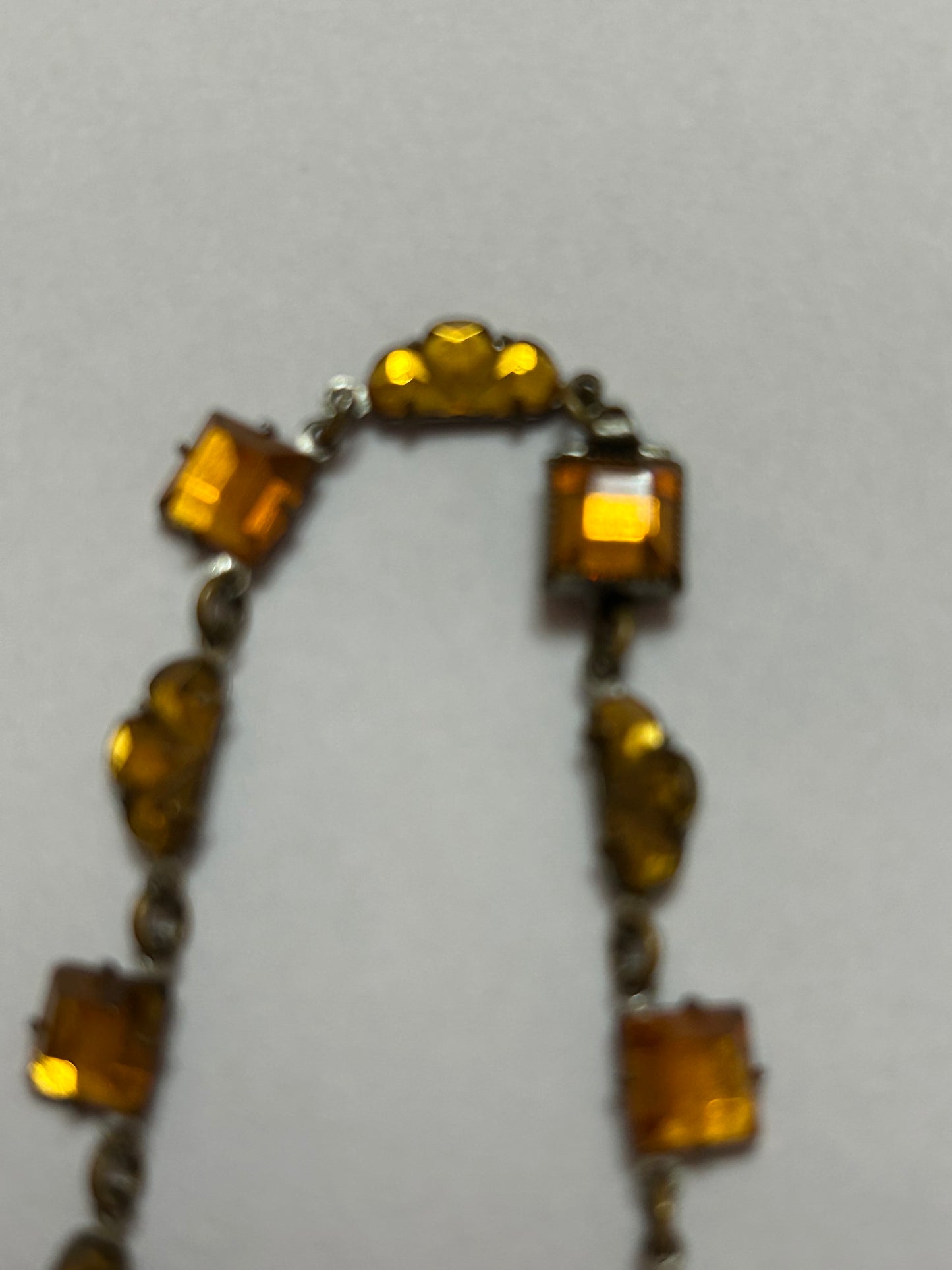 Antique Art Deco amber coloured Vauxhall Glass necklace 1930s