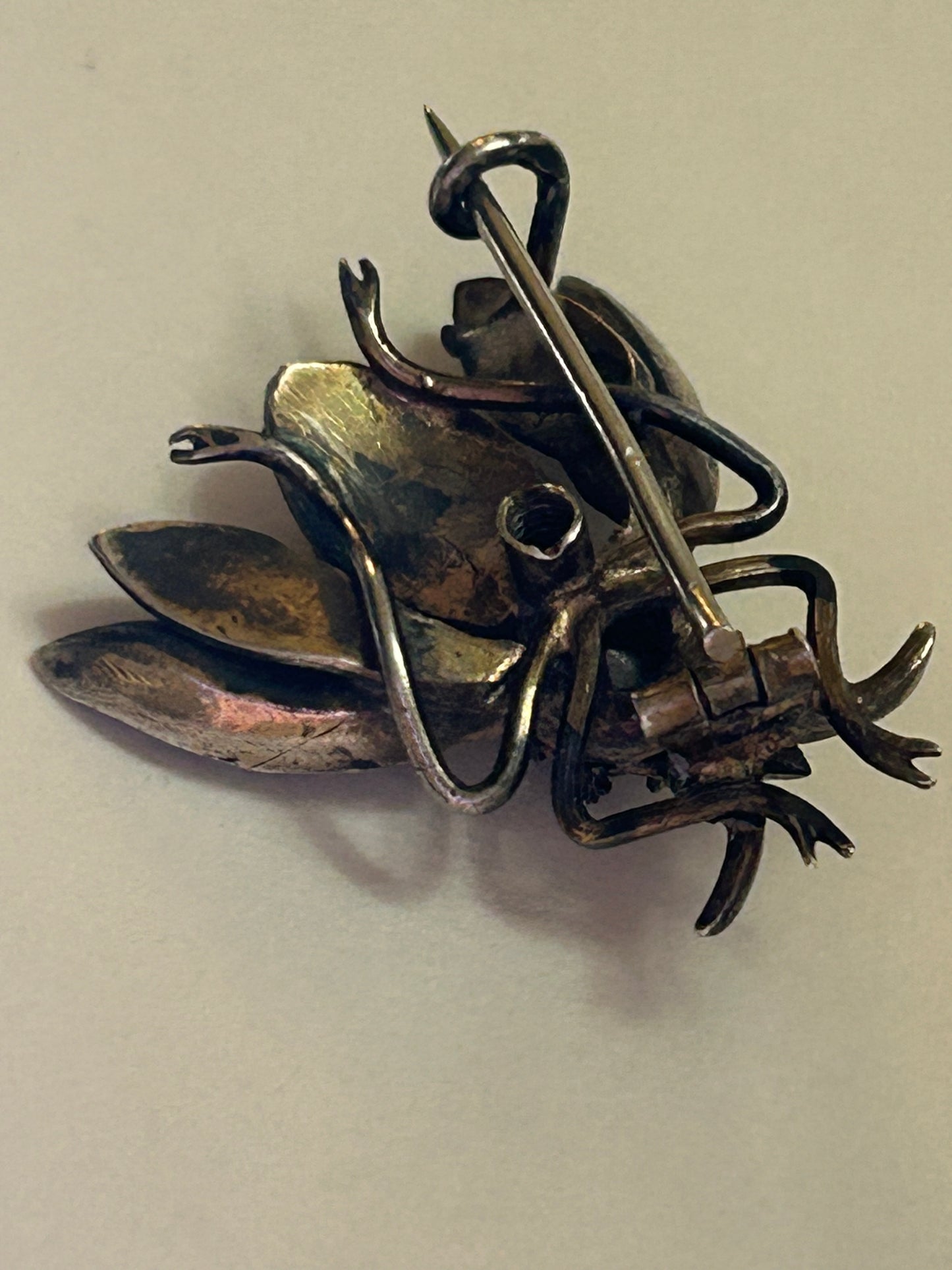 Silver Victorian Bee Brooch Paste Stones.