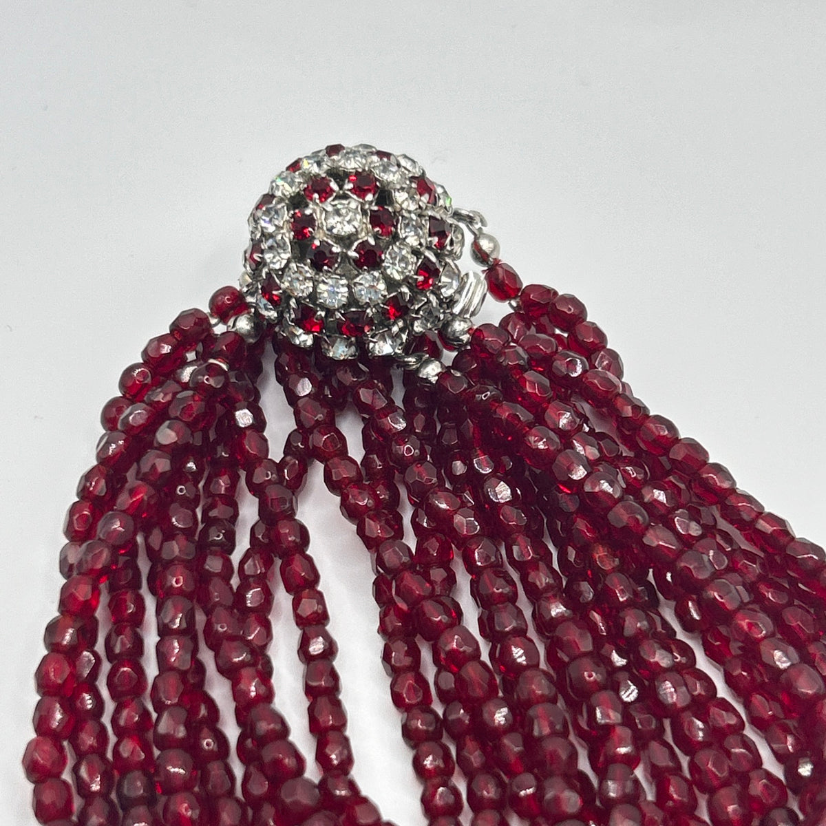 Christian Dior vintage 1964  Multi-Strand Red Glass Beaded Necklace