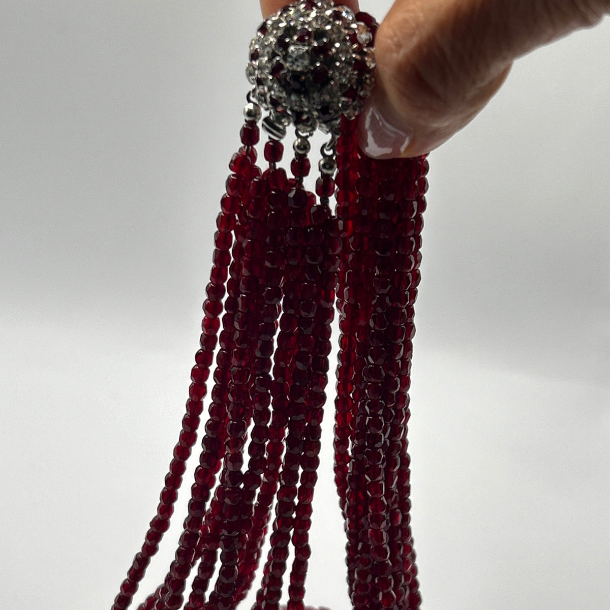 Christian Dior vintage 1964  Multi-Strand Red Glass Beaded Necklace