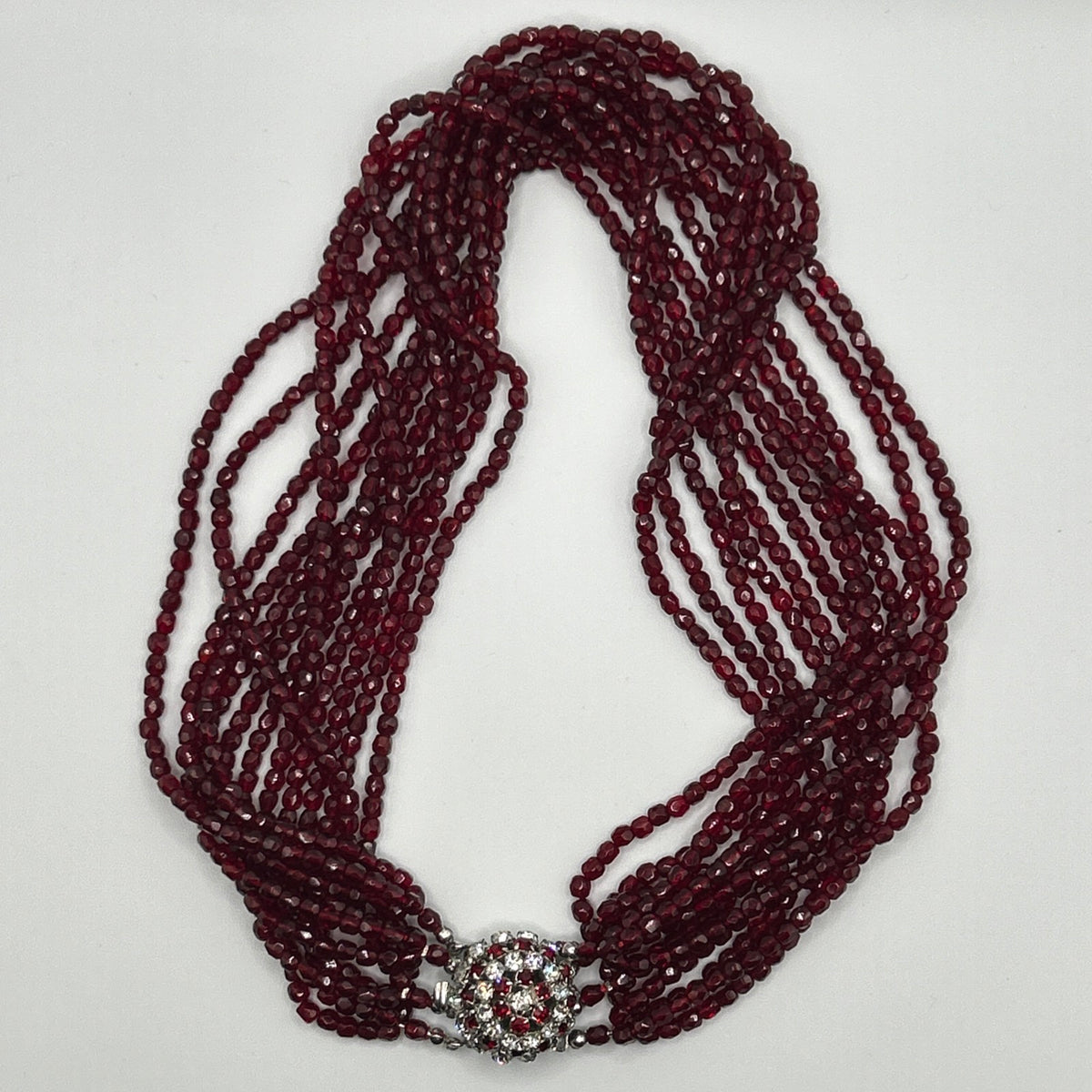 Christian Dior vintage 1964  Multi-Strand Red Glass Beaded Necklace
